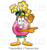 Illustration of a Cartoon Flowers Mascot Waving and Pointing by Toons4Biz