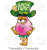 Illustration of a Cartoon Flowers Mascot Wearing a Saint Patricks Day Hat with a Clover on It by Mascot Junction