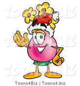 Illustration of a Cartoon Flowers Mascot Wearing a Santa Hat and Waving by Toons4Biz