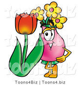 Illustration of a Cartoon Flowers Mascot with a Red Tulip Flower in the Spring by Mascot Junction