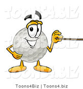 Illustration of a Cartoon Golf Ball Mascot Holding a Pointer Stick by Mascot Junction