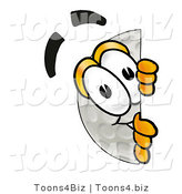 Illustration of a Cartoon Golf Ball Mascot Peeking Around a Corner by Mascot Junction
