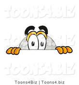 Illustration of a Cartoon Golf Ball Mascot Peeking over a Surface by Mascot Junction
