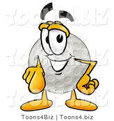 Illustration of a Cartoon Golf Ball Mascot Pointing at the Viewer by Toons4Biz