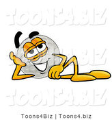 Illustration of a Cartoon Golf Ball Mascot Reclining and Resting His Head on His Hand by Mascot Junction
