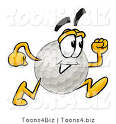 Illustration of a Cartoon Golf Ball Mascot Running by Mascot Junction