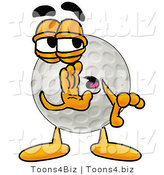 Illustration of a Cartoon Golf Ball Mascot Whispering and Gossiping by Mascot Junction