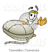 Illustration of a Cartoon Golf Ball Mascot with a Computer Mouse by Mascot Junction