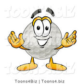 Illustration of a Cartoon Golf Ball Mascot with Welcoming Open Arms by Toons4Biz
