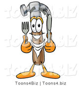Illustration of a Cartoon Hammer Mascot Holding a Knife and Fork by Mascot Junction