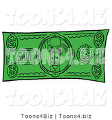 Illustration of a Cartoon Hammer Mascot on a Dollar Bill by Mascot Junction