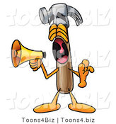 Illustration of a Cartoon Hammer Mascot Screaming into a Megaphone by Toons4Biz
