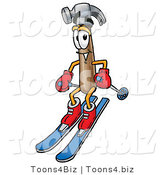 Illustration of a Cartoon Hammer Mascot Skiing Downhill by Mascot Junction