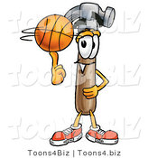 Illustration of a Cartoon Hammer Mascot Spinning a Basketball on His Finger by Mascot Junction