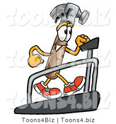 Illustration of a Cartoon Hammer Mascot Walking on a Treadmill in a Fitness Gym by Mascot Junction