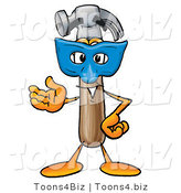Illustration of a Cartoon Hammer Mascot Wearing a Blue Mask over His Face by Mascot Junction