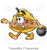 Illustration of a Cartoon Hard Hat Mascot Holding a Bowling Ball by Mascot Junction