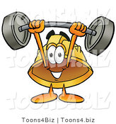 Illustration of a Cartoon Hard Hat Mascot Holding a Heavy Barbell Above His Head by Mascot Junction