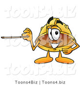 Illustration of a Cartoon Hard Hat Mascot Holding a Pointer Stick by Mascot Junction