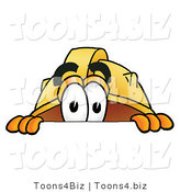 Illustration of a Cartoon Hard Hat Mascot Peeking over a Surface by Toons4Biz