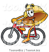 Illustration of a Cartoon Hard Hat Mascot Riding a Bicycle by Mascot Junction