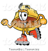 Illustration of a Cartoon Hard Hat Mascot Roller Blading on Inline Skates by Mascot Junction