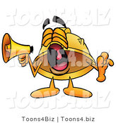 Illustration of a Cartoon Hard Hat Mascot Screaming into a Megaphone by Mascot Junction