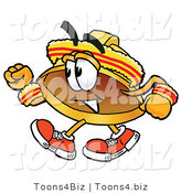 Illustration of a Cartoon Hard Hat Mascot Speed Walking or Jogging by Mascot Junction