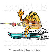 Illustration of a Cartoon Hard Hat Mascot Waving While Water Skiing by Toons4Biz