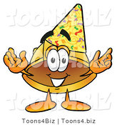 Illustration of a Cartoon Hard Hat Mascot Wearing a Birthday Party Hat by Mascot Junction