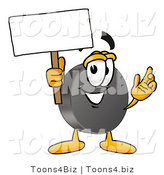 Illustration of a Cartoon Hockey Puck Mascot Holding a Blank Sign by Mascot Junction