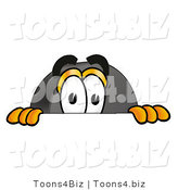 Illustration of a Cartoon Hockey Puck Mascot Peeking over a Surface by Mascot Junction