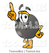 Illustration of a Cartoon Hockey Puck Mascot Pointing Upwards by Mascot Junction
