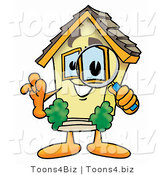 Illustration of a Cartoon House Mascot Looking Through a Magnifying Glass by Mascot Junction
