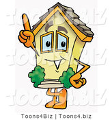 Illustration of a Cartoon House Mascot Pointing Upwards by Mascot Junction