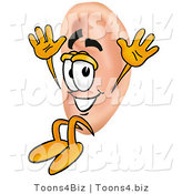 Illustration of a Cartoon Human Ear Mascot Jumping by Toons4Biz