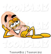 Illustration of a Cartoon Human Ear Mascot Resting His Head on His Hand by Toons4Biz
