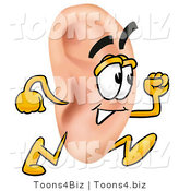 Illustration of a Cartoon Human Ear Mascot Running by Toons4Biz