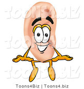 Illustration of a Cartoon Human Ear Mascot Sitting by Toons4Biz