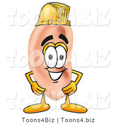 Illustration of a Cartoon Human Ear Mascot Wearing a Helmet by Toons4Biz