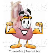 Illustration of a Cartoon Human Heart Mascot Flexing His Arm Muscles by Mascot Junction