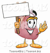 Illustration of a Cartoon Human Heart Mascot Holding a Blank Sign by Mascot Junction