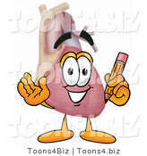 Illustration of a Cartoon Human Heart Mascot Holding a Pencil by Toons4Biz