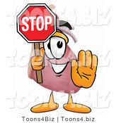 Illustration of a Cartoon Human Heart Mascot Holding a Stop Sign by Mascot Junction