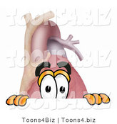 Illustration of a Cartoon Human Heart Mascot Peeking over a Surface by Mascot Junction