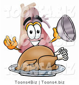 Illustration of a Cartoon Human Heart Mascot Serving a Thanksgiving Turkey on a Platter by Mascot Junction