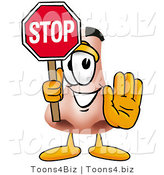 Illustration of a Cartoon Human Nose Mascot Holding a Stop Sign by Mascot Junction