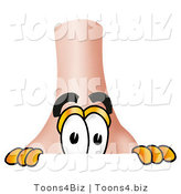 Illustration of a Cartoon Human Nose Mascot Peeking over a Surface by Mascot Junction