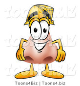 Illustration of a Cartoon Human Nose Mascot Wearing a Helmet by Mascot Junction