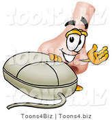 Illustration of a Cartoon Human Nose Mascot with a Computer Mouse by Toons4Biz